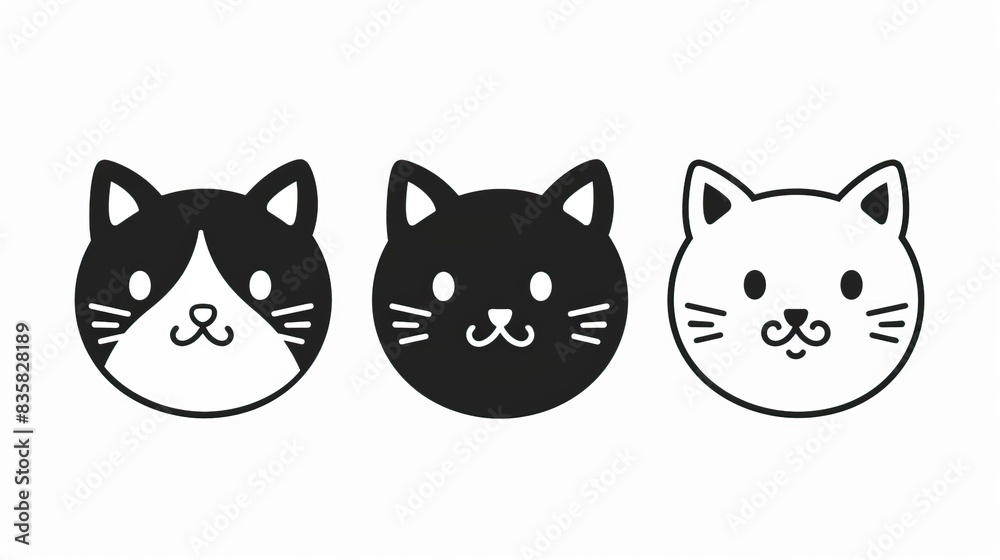 Black and white simple outline cats head emoticon pictures
Black and white simple outline cats head emoticon pictures