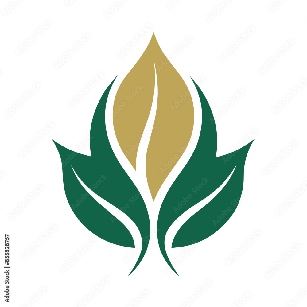 Fashion logo stylized emerald green leaf icon vector art illustration design. Fashion logo stylized emerald green leaf icon vector art illustration design.