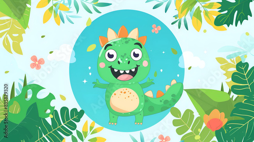 charming illustration of a dinosaur for children 