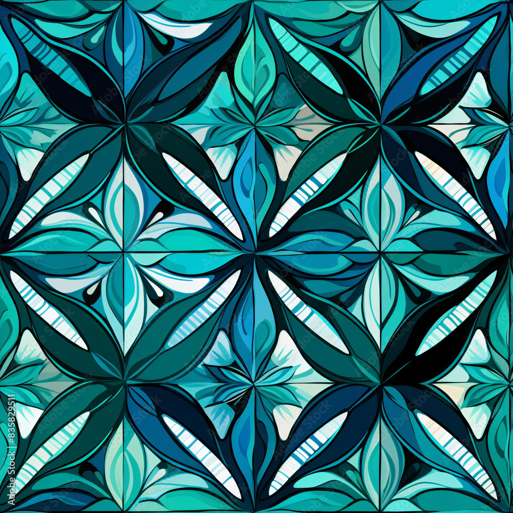 Elegant and seamless pattern with a blend of water-inspired hues and bold ink colors, influenced by African square fabric patterns, perfect for a luxurious vintage design Elegant and seamless pattern with a blend of water-inspired hues and bold ink colors, influenced by African square fabric patterns, perfect for a luxurious vintage design