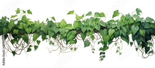 Green Tiliacora triandra vines with leaves isolated on white background, ideal as copy space image.