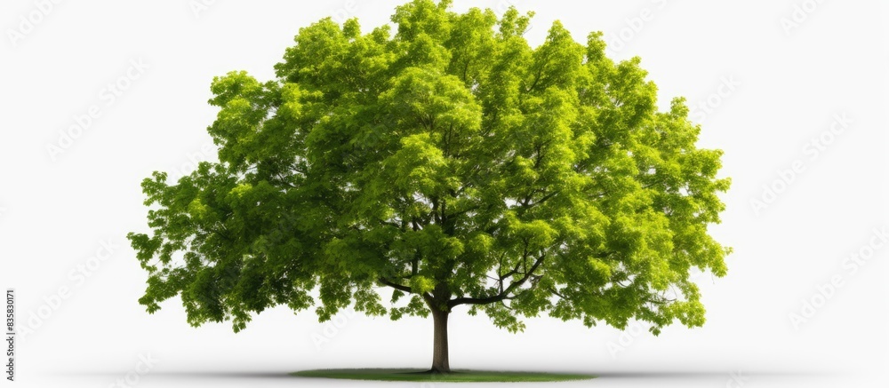 Obraz premium Green trees on a clear background, suitable for web and print, with a cut path and alpha channel for easy editing with copy space image.