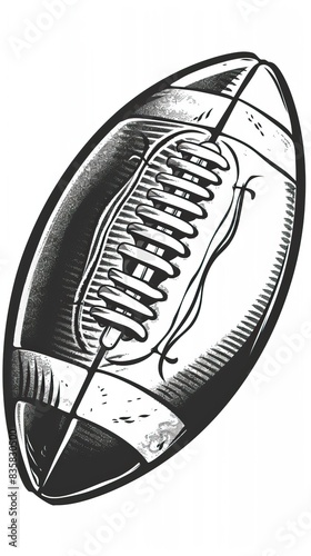 Black And White American Football Ball Cartoon Illustratio