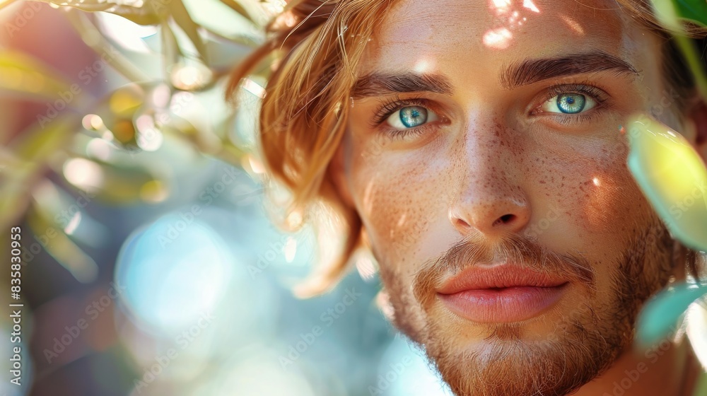 Close-up of man with blue eyes Close-up of man with blue eyes