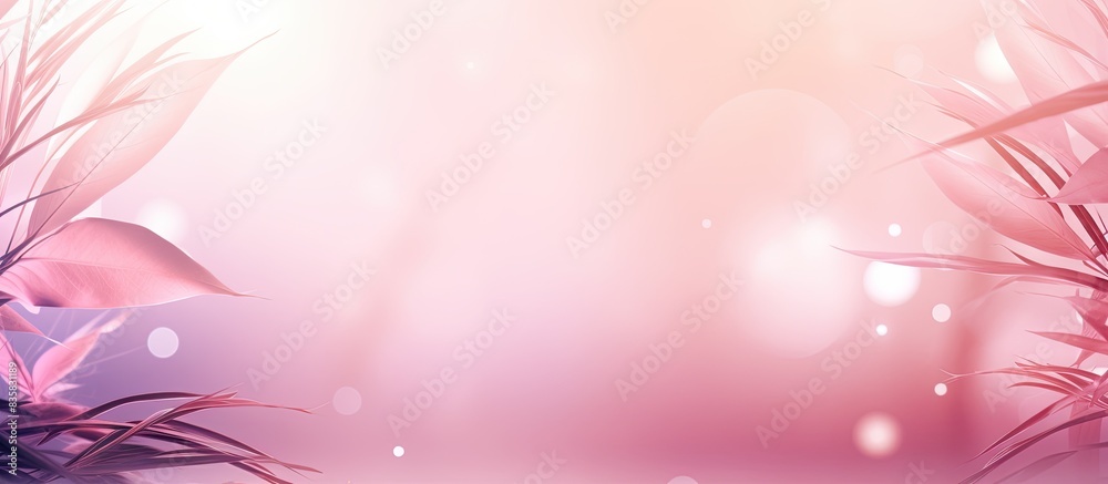Product presentation backdrop featuring soft hues, palm tree silhouette, and sparkling lights, with copy space image. Product presentation backdrop featuring soft hues, palm tree silhouette, and sparkling lights, with copy space image.