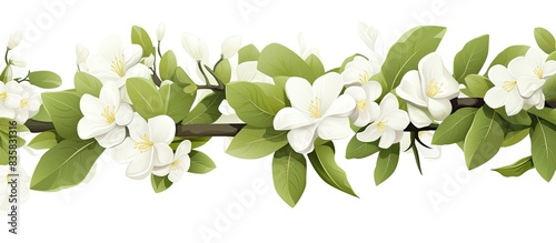 Wallpaper Mural Beautiful white Jasmine flower floating in the air against a white background, representing levitation or zero gravity, captured in a high-resolution copy space image. Torontodigital.ca