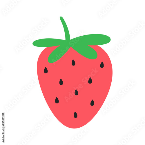 Strawberry fruit cartoon, digital art illustration