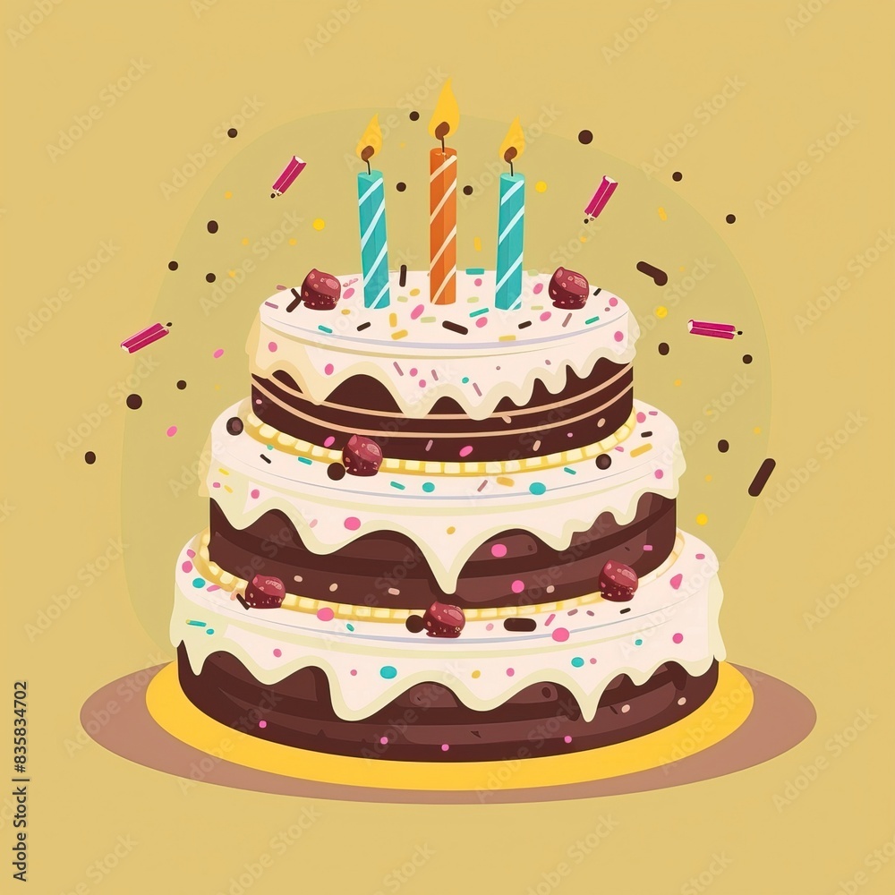 Birthday cake vector isolated illustration