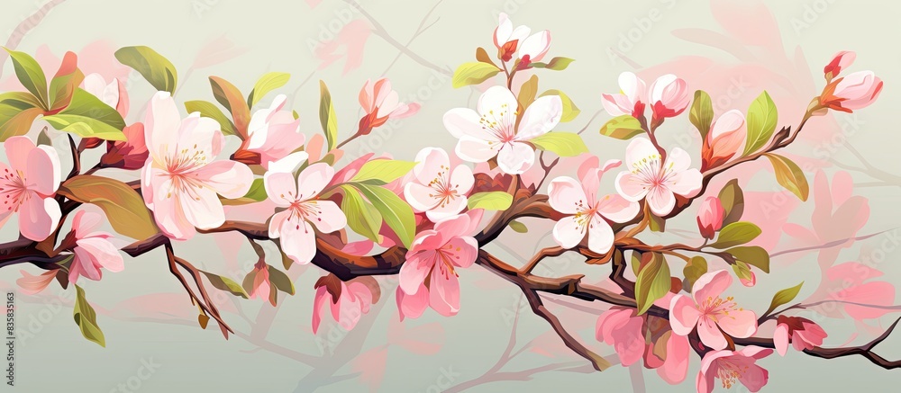 A high-quality image capturing fresh quince blossoms, lovely pink petals drifting in the air against a pink backdrop, suggesting zero gravity or levitation during spring. . Copy space image A high-quality image capturing fresh quince blossoms, lovely pink petals drifting in the air against a pink backdrop, suggesting zero gravity or levitation during spring. . Copy space image