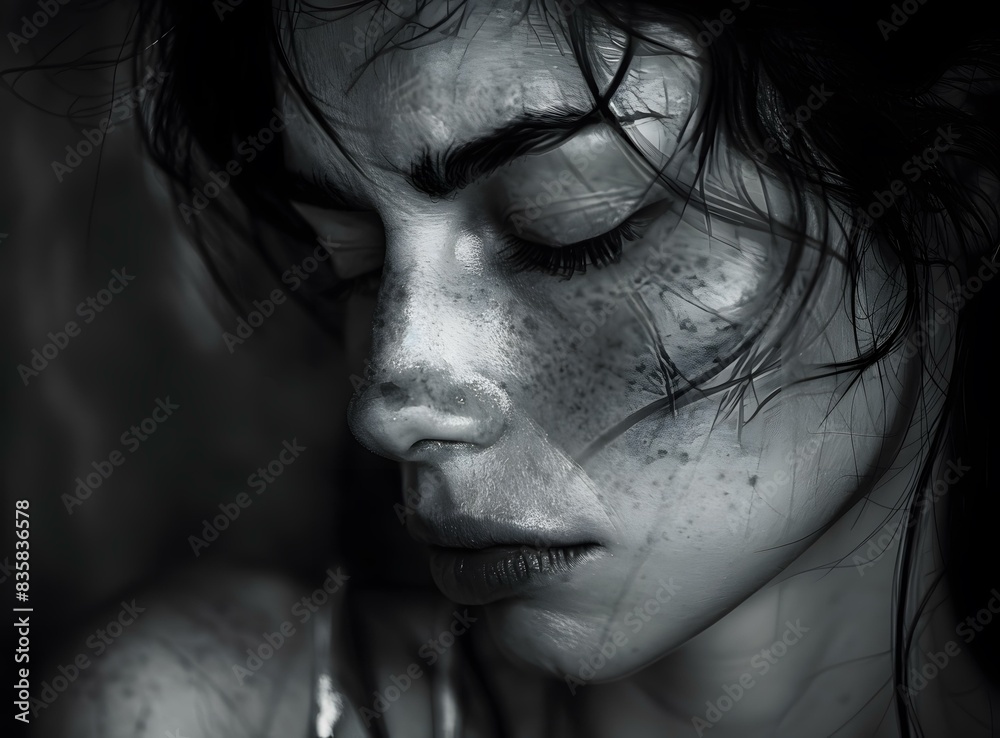 portrait of a young woman with freckles on her face portrait of a young woman with freckles on her face