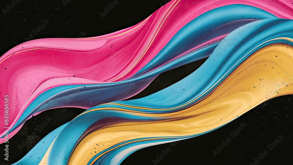 Vibrant Abstract Wave Art on Black Background Vibrant Abstract Wave Art on Black Background