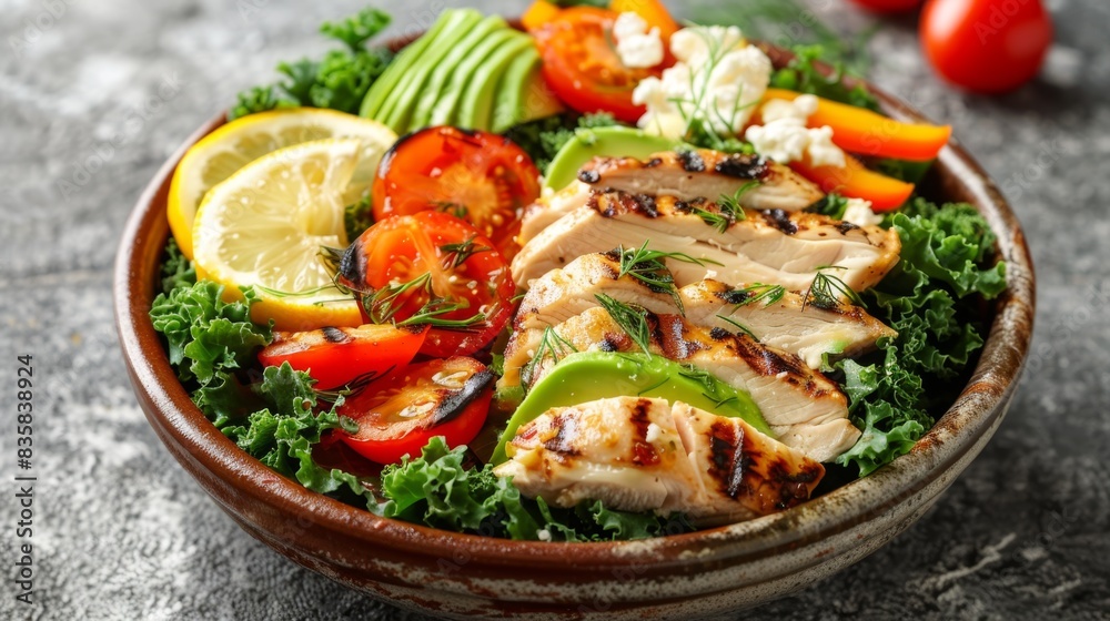 The fresh grilled chicken salad The fresh grilled chicken salad