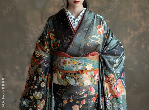 Woman in a Kimono with a Brown Background © Adobe Contributor