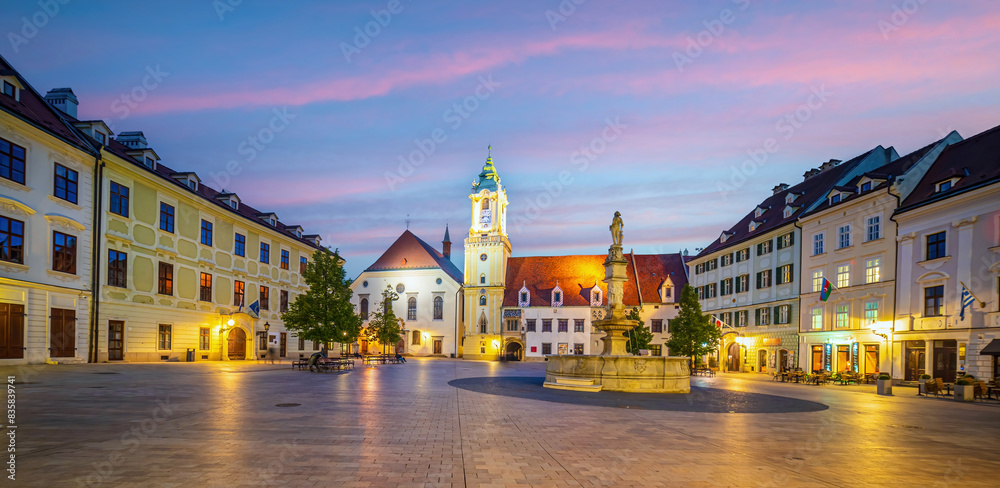 Naklejka premium Cityscape image of downtown Bratislava, capital city of Slovakia