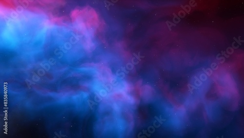 Cosmic background with a blue purple nebula and stars 