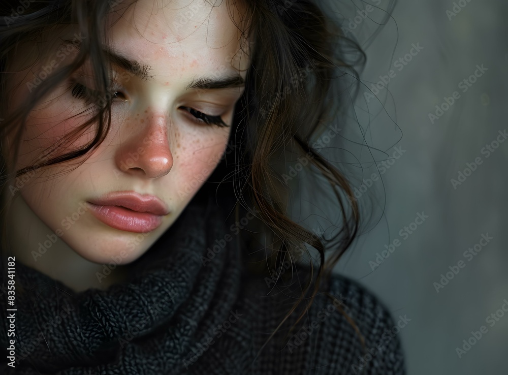 portrait of a beautiful girl with freckles and brown hair portrait of a beautiful girl with freckles and brown hair