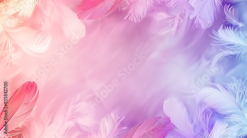 Beautiful wallpaper featuring gradient background, side borders with pink feathers, and an open center for text.