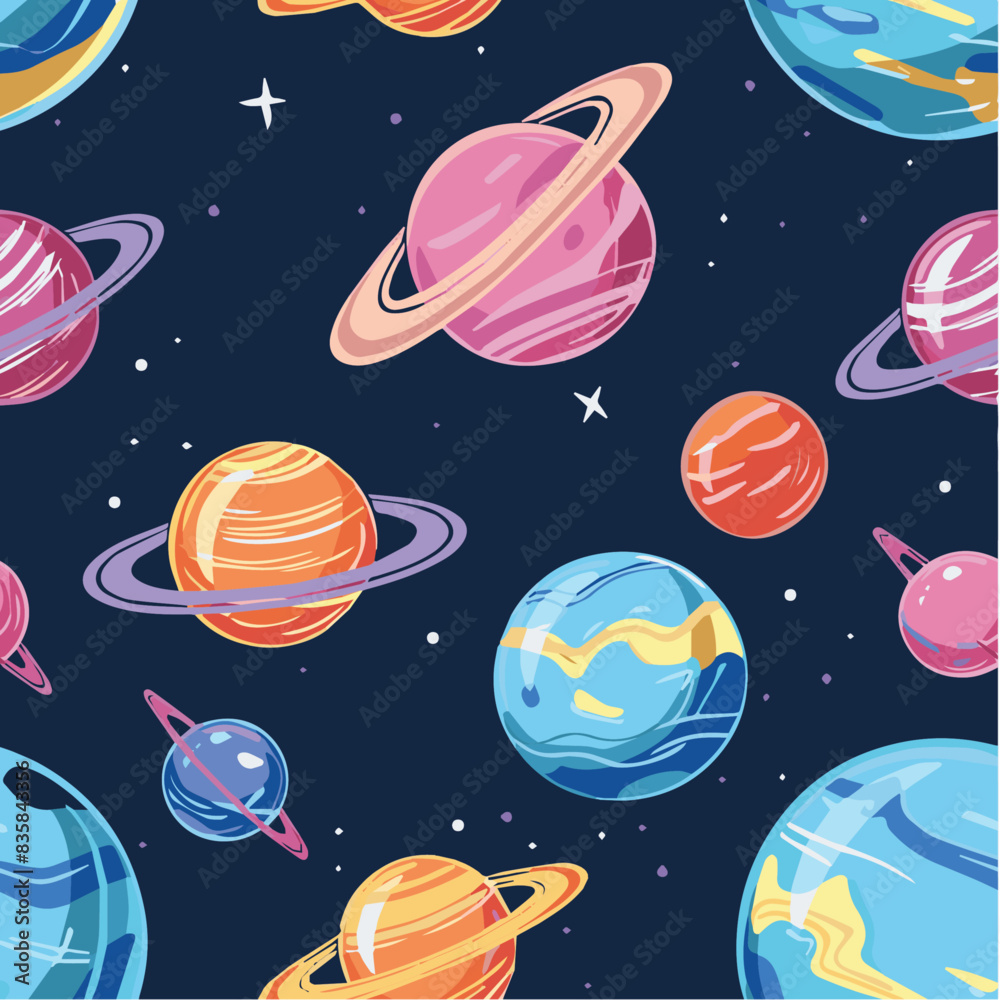 illustration of Planet Seamless Pattern illustration of Planet Seamless Pattern