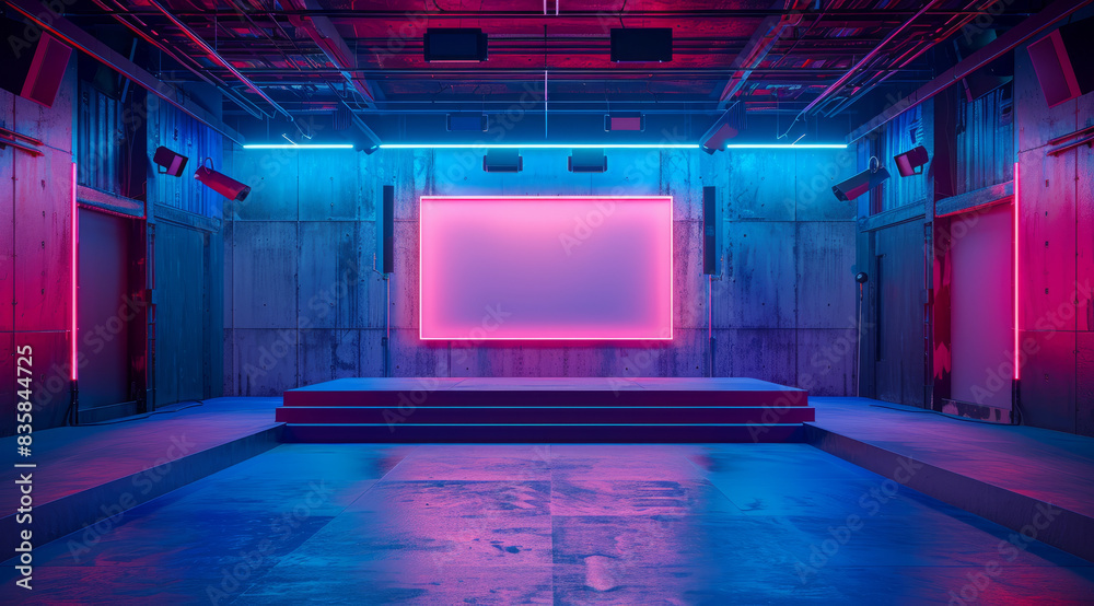 White TV studio mockup, blue lights, chinapunk style, dark gray/maroon.generative ai White TV studio mockup, blue lights, chinapunk style, dark gray/maroon.generative ai