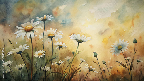 Beautiful daisy watercolor background