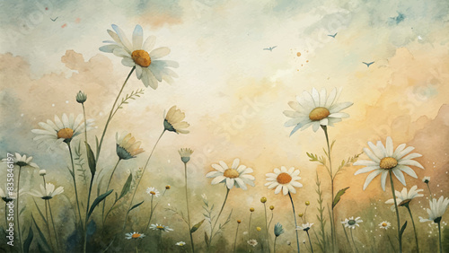 Beautiful daisy watercolor background