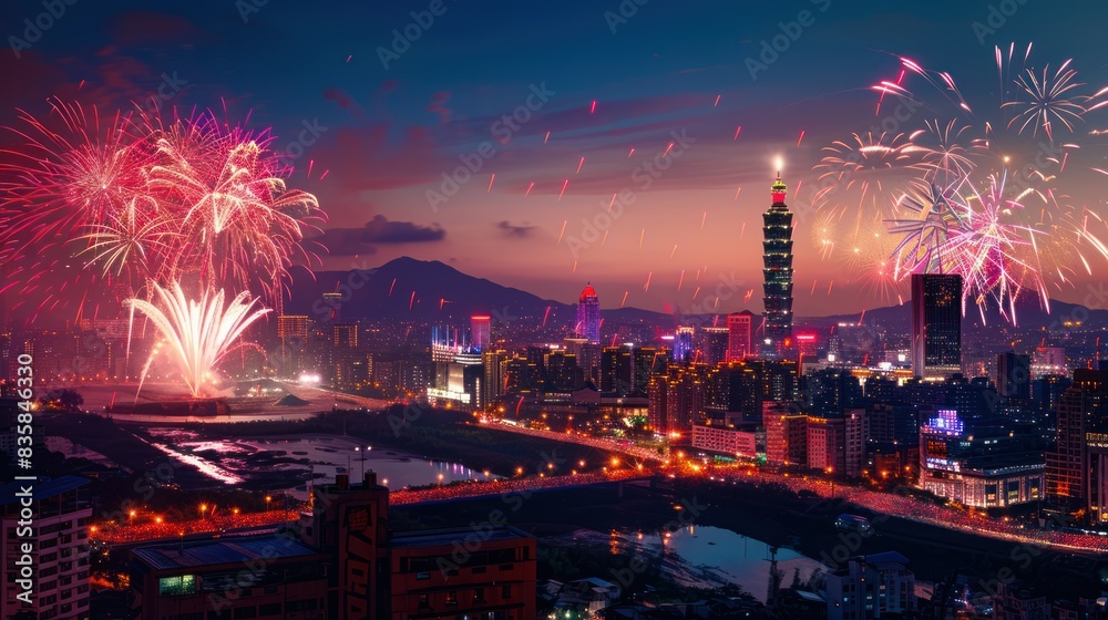 Firework festival in Hong Kong at night Firework festival in Hong Kong at night