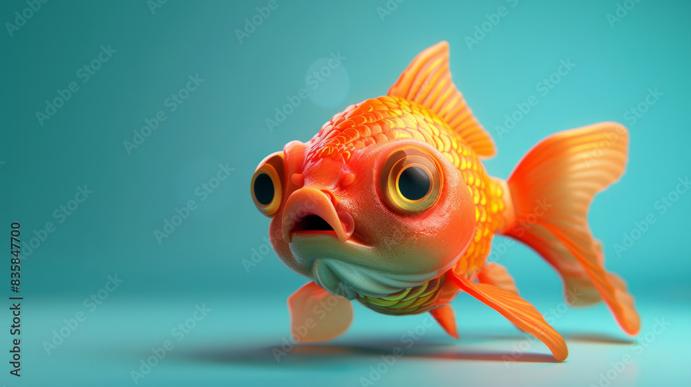 Fototapeta premium cartoon goldfish in the water