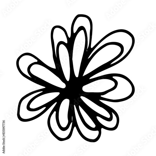 Abstract Doodle Floral Botanical Illustration Line Art Hand Drawn