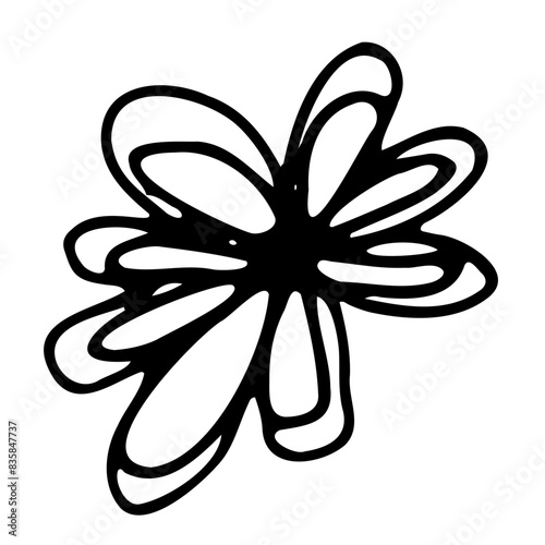 Abstract Doodle Floral Botanical Illustration Line Art Hand Drawn