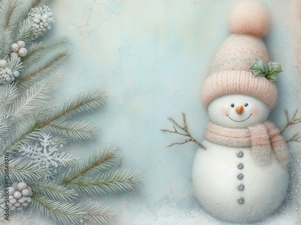 Obraz premium Christmas background with snowman. AI