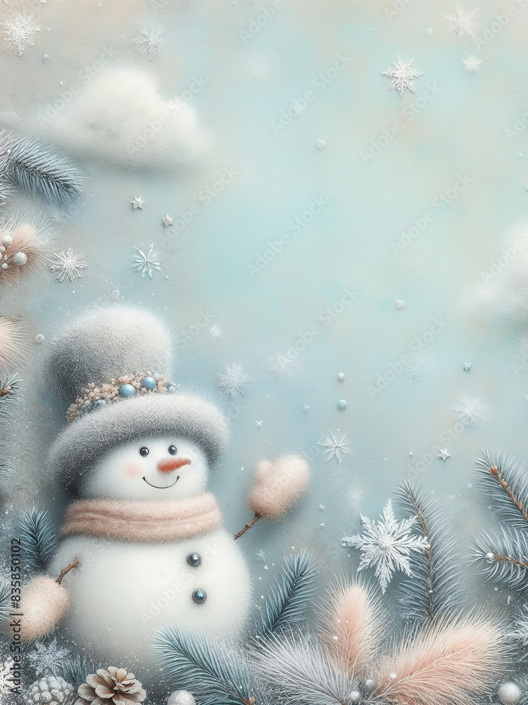 Obraz premium Christmas background with snowman. AI