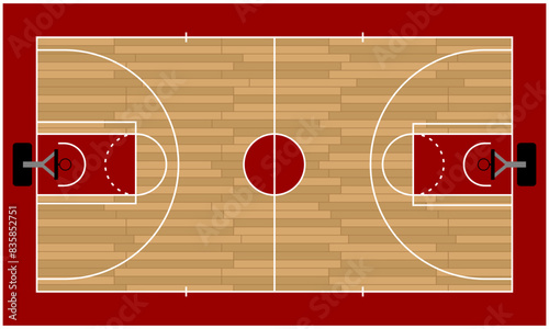 Vector Basketball Court Icon with Editable SVG Design