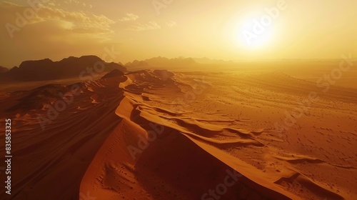 Golden sunset over a desert dune