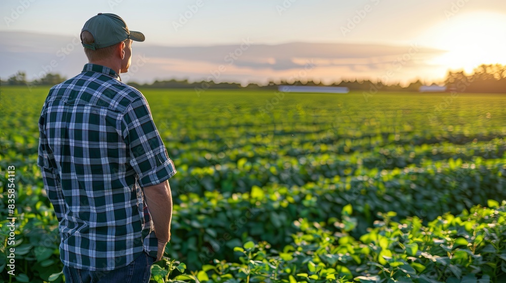 Fototapeta premium Agronomist Analyzing Soybean Growth in Field