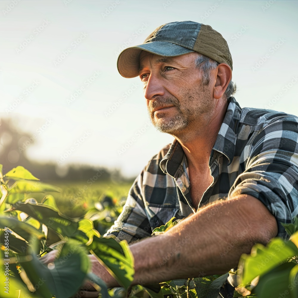 Fototapeta premium Agronomist Analyzing Soybean Growth in Field