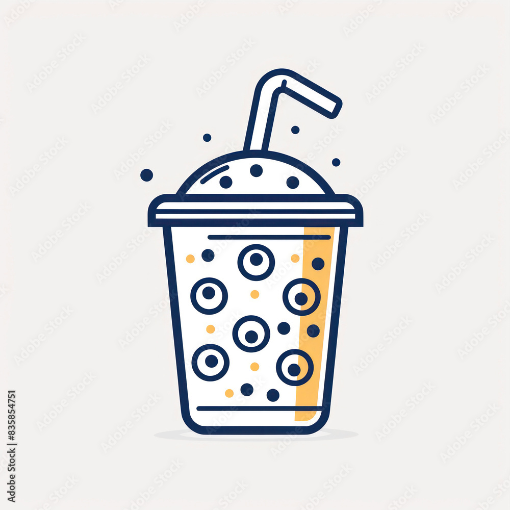 Bubble tea logo, minimalist style, line art on white background Bubble tea logo, minimalist style, line art on white background
