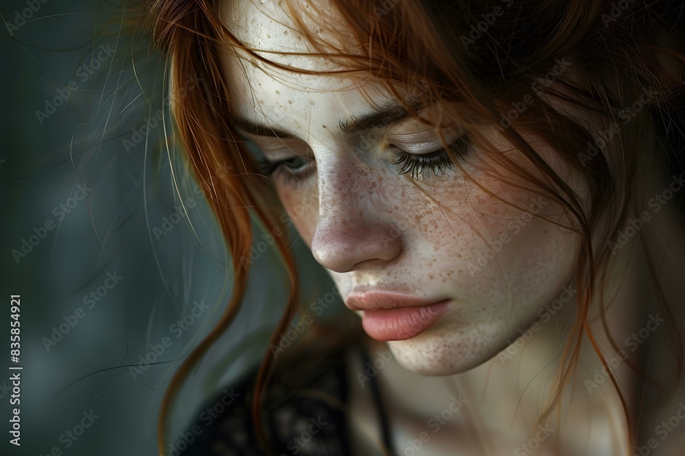 portrait of a beautiful redheaded woman with freckles portrait of a beautiful redheaded woman with freckles