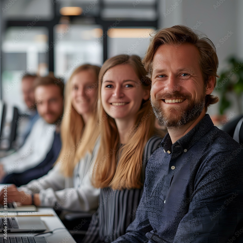 portrait of a group of business people in an office portrait of a group of business people in an office