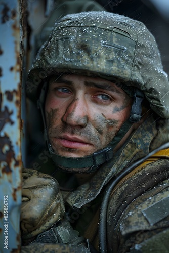 Portrait of a Russian soldier in camouflage