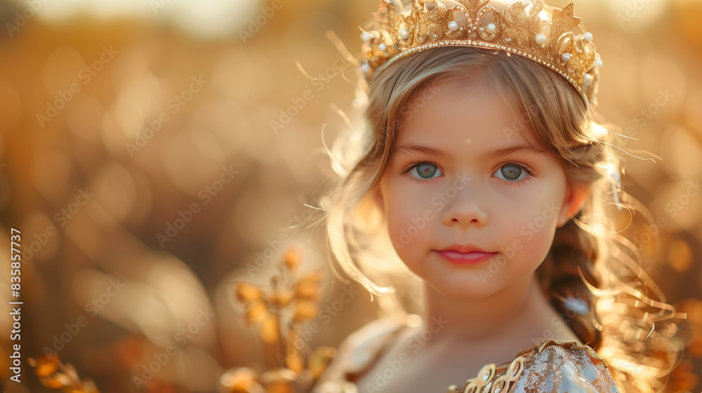A young girl with long blonde hair and blue eyes is wearing a flowery headband. She is looking directly at the camera with a smile on her face A young girl with long blonde hair and blue eyes is wearing a flowery headband. She is looking directly at the camera with a smile on her face