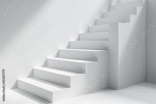 Realistic photograph of a complete Step diagrams,solid stark white background, focused lighting