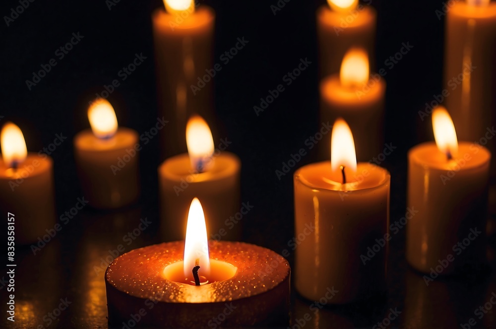 Flickering Candle Flame Casting Dancing Shadows - Warm Glow Offering Solace and Tranquility in the Night Flickering Candle Flame Casting Dancing Shadows - Warm Glow Offering Solace and Tranquility in the Night