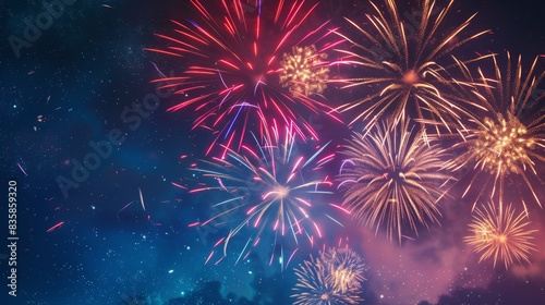 The bright colorful fireworks photo