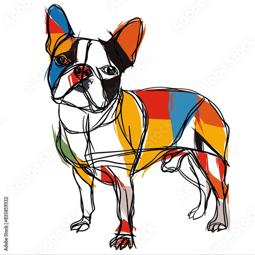 Elegant Boston Terrier Dog One-Line Drawing: Create Your Own Masterpiece photo