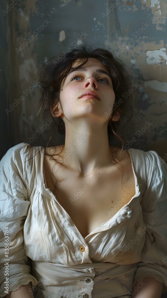 portrait of a young woman in a white dress portrait of a young woman in a white dress