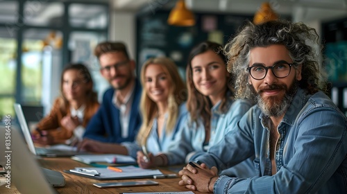 Portrait of a group of business people in a meeting