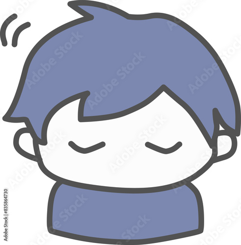 お辞儀をしている、もしくは、居眠りをしているように見える、男性のイラスト