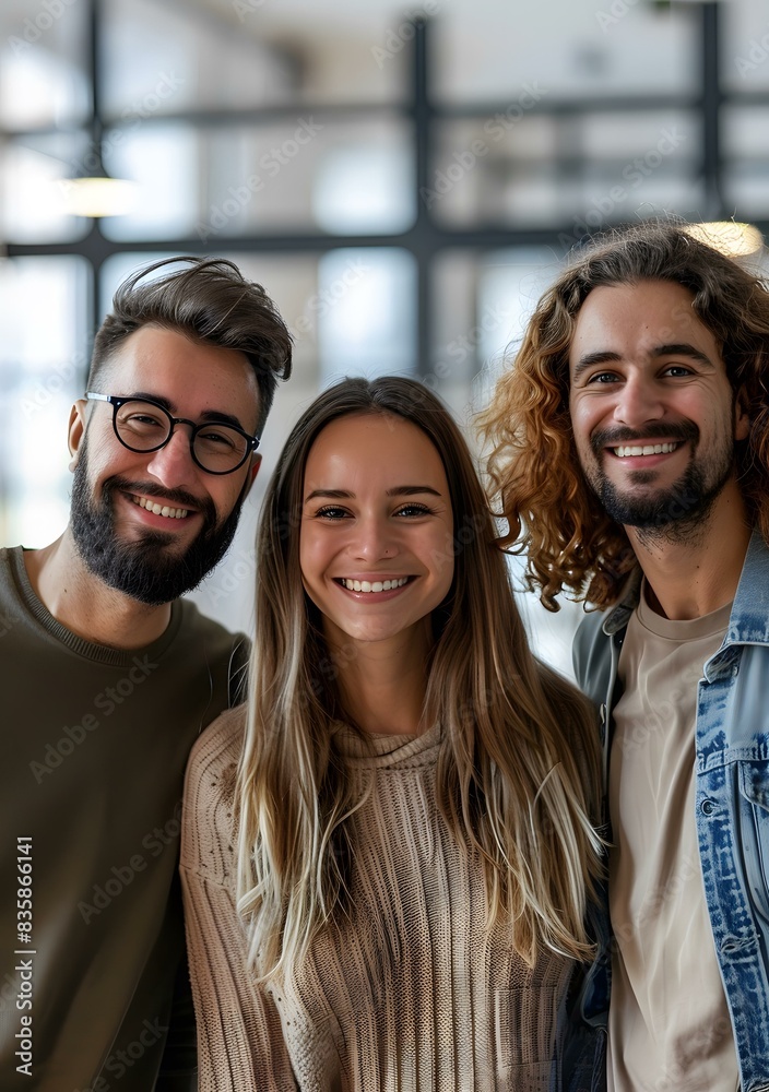 Portrait of three smiling young people in an office Portrait of three smiling young people in an office