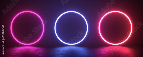 Neon Circles On Dark Background
