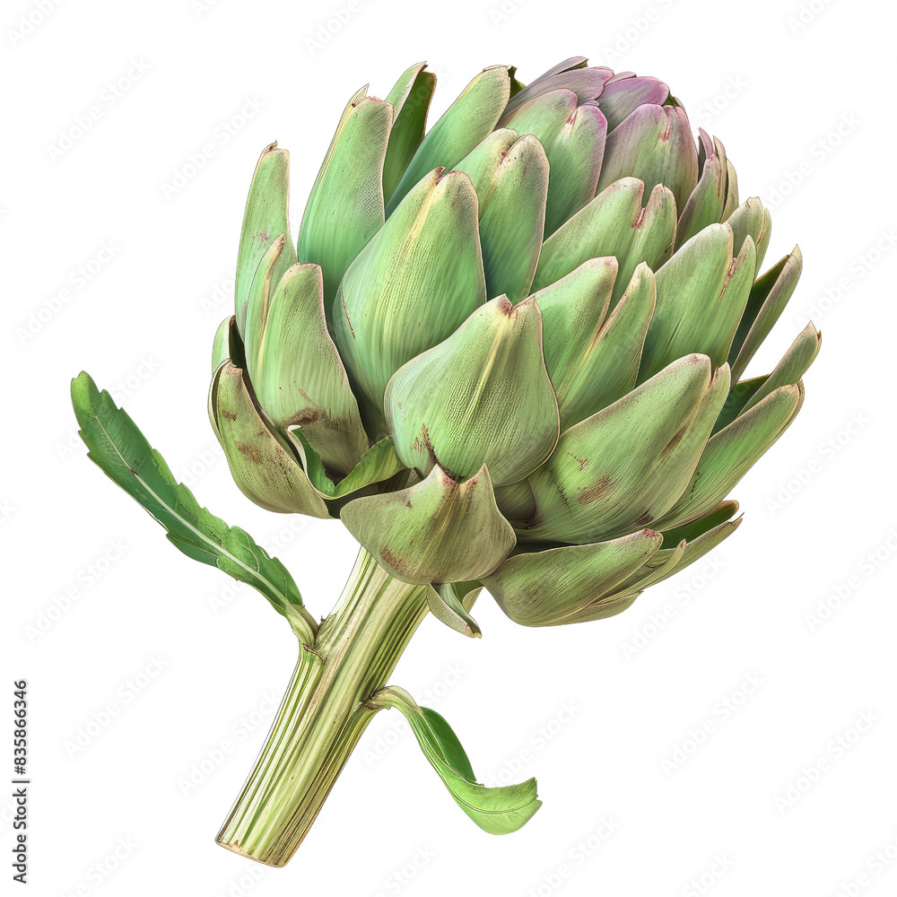 Fototapeta premium High-quality image of a fresh artichoke with detailed textures, showcasing the natural beauty and intricate petals of this organic vegetable.